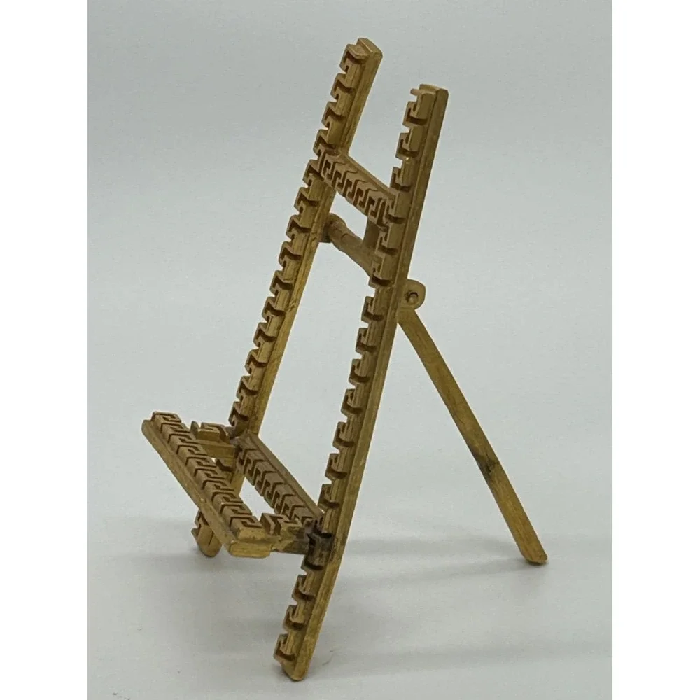 Miniature Ormolu Brass Greek Key Decor Easel Antique Decorative Display Stand 6